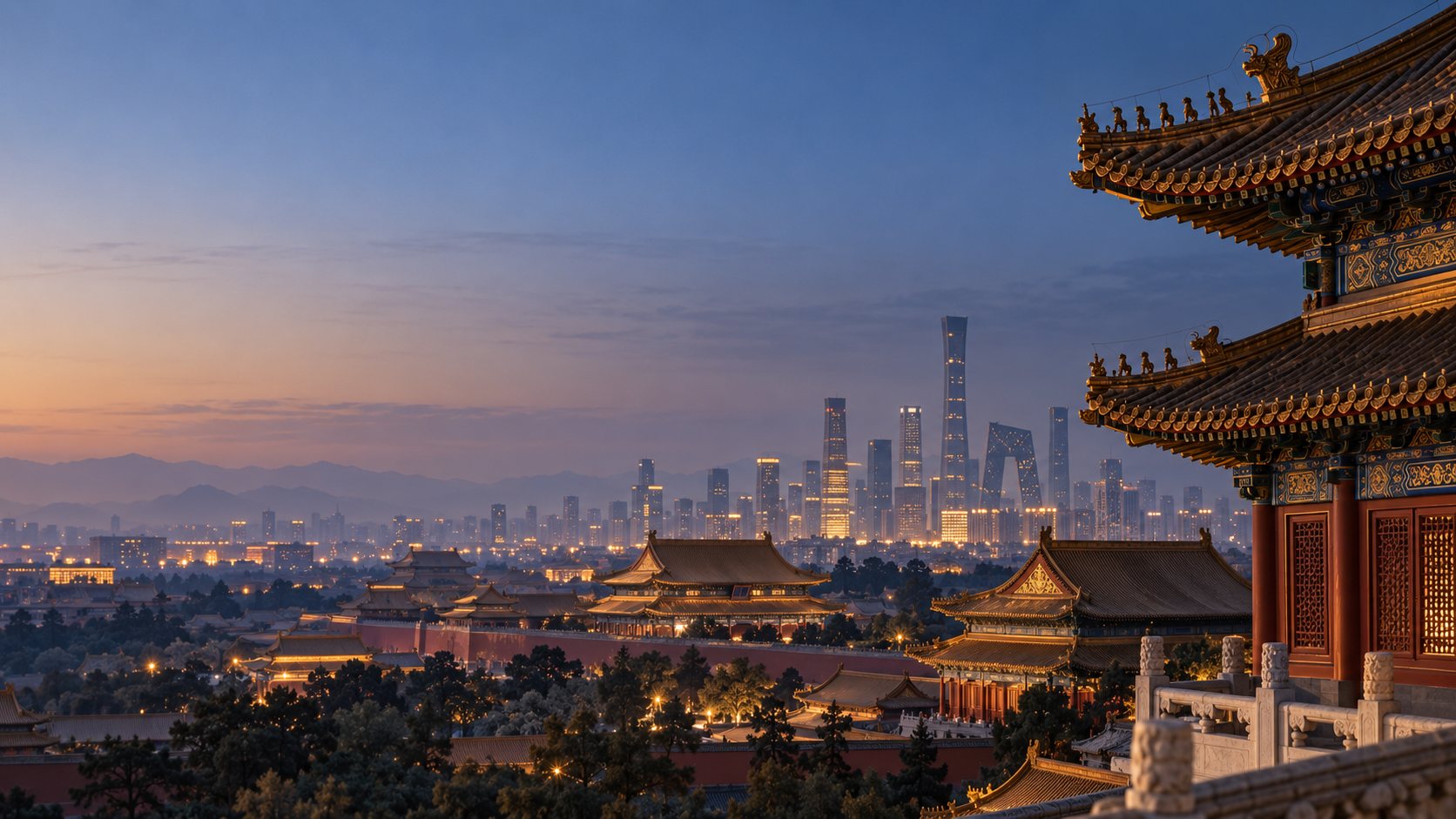 Architecture chinoise au crépuscule